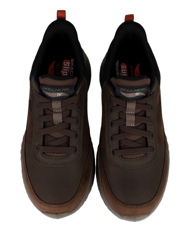 Brown leather sneakers Skechers Slip-Ins 210981