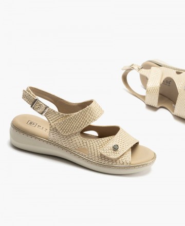 Sandalia abierta beige metalizado Pitillos 10300