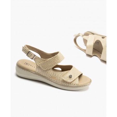 Sandalia abierta beige metalizado Pitillos 10300