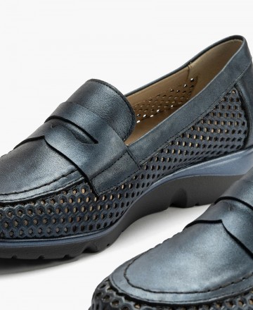 Mocasín azul marino para mujer Pitillos 10321