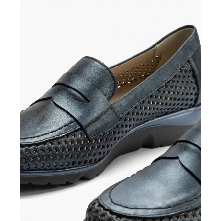 Navy blue moccasin for women Pitillos 10321