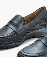 Mocasín azul marino para mujer Pitillos 10321