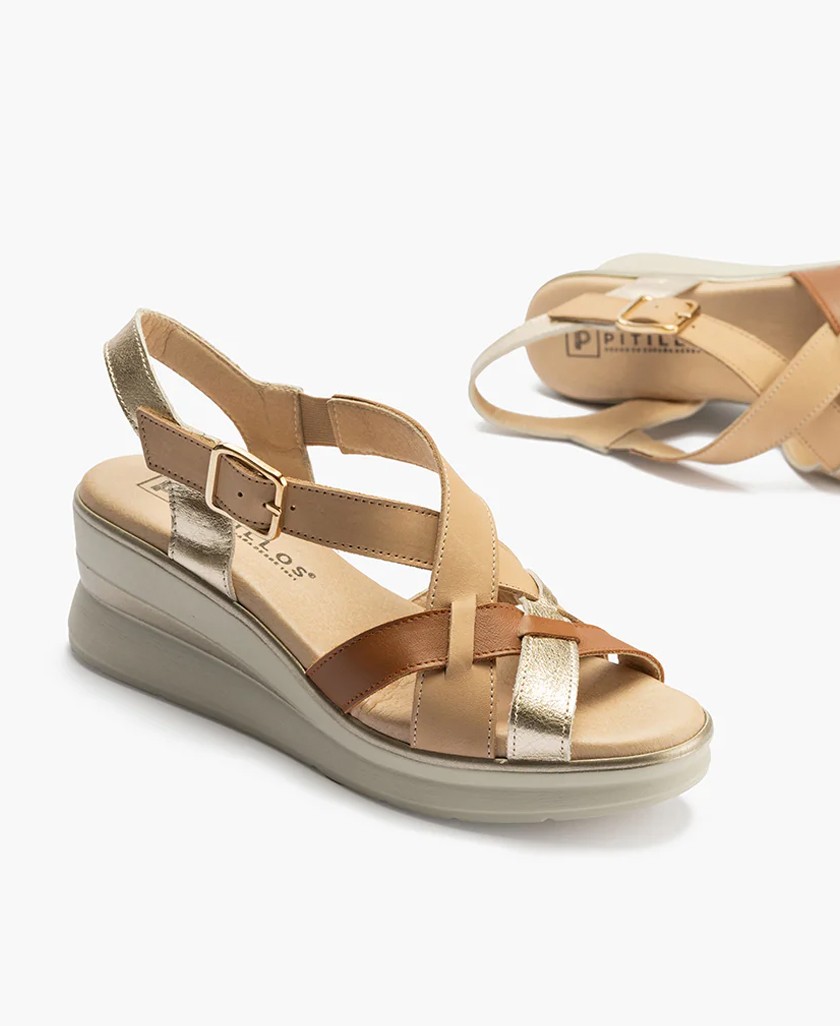 Sandalia multicolor con cuña Pitillos 10360