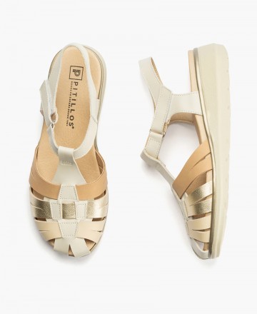 Multicolor leather wedge sandal Pitillos 20110