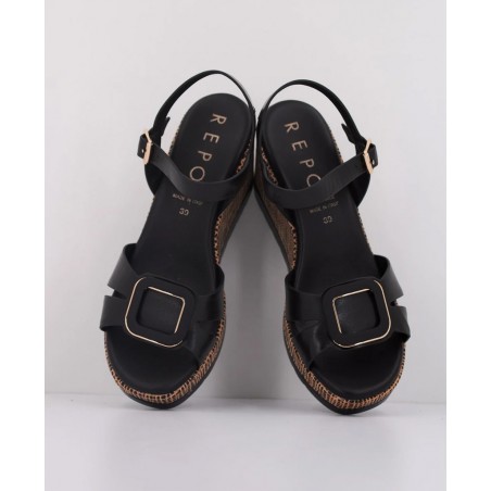 Sandalias negras con cuña Repo Phil Gatiér 51425