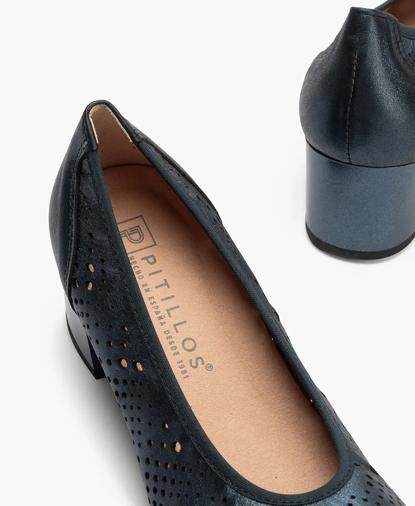 Pitillos 10461 Navy Blue Perforated Low Heel