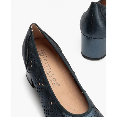 Pitillos 10461 Navy Blue Perforated Low Heel