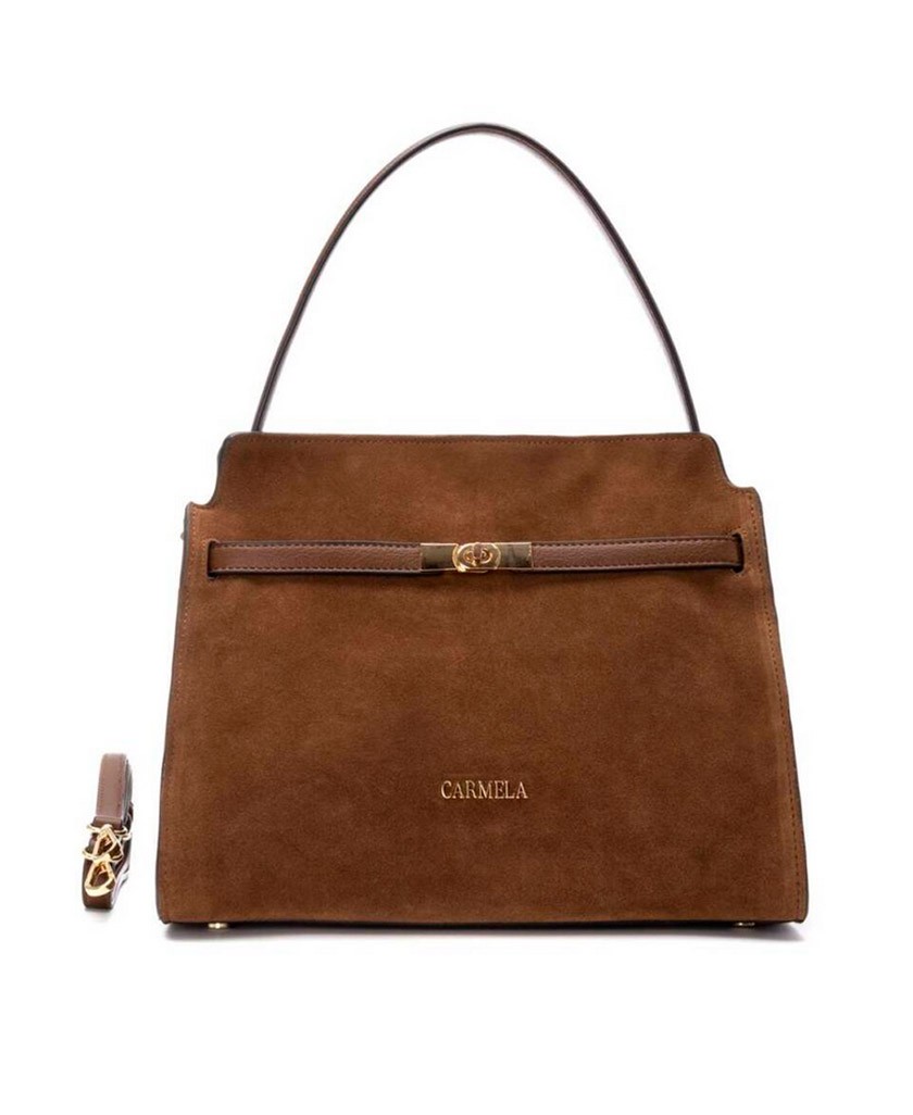 h2Bolso de piel con doble asa Carmela 186168 h2 pEl bolso de mujer Carmela 186168 en color marron es la pieza clave que tu cole