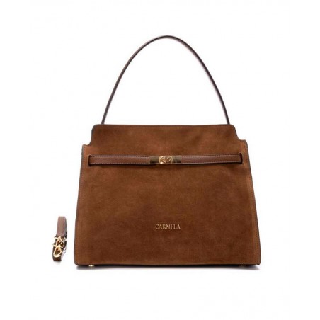 h2Bolso de piel con doble asa Carmela 186168 h2 pEl bolso de mujer Carmela 186168 en color marron es la pieza clave que tu cole