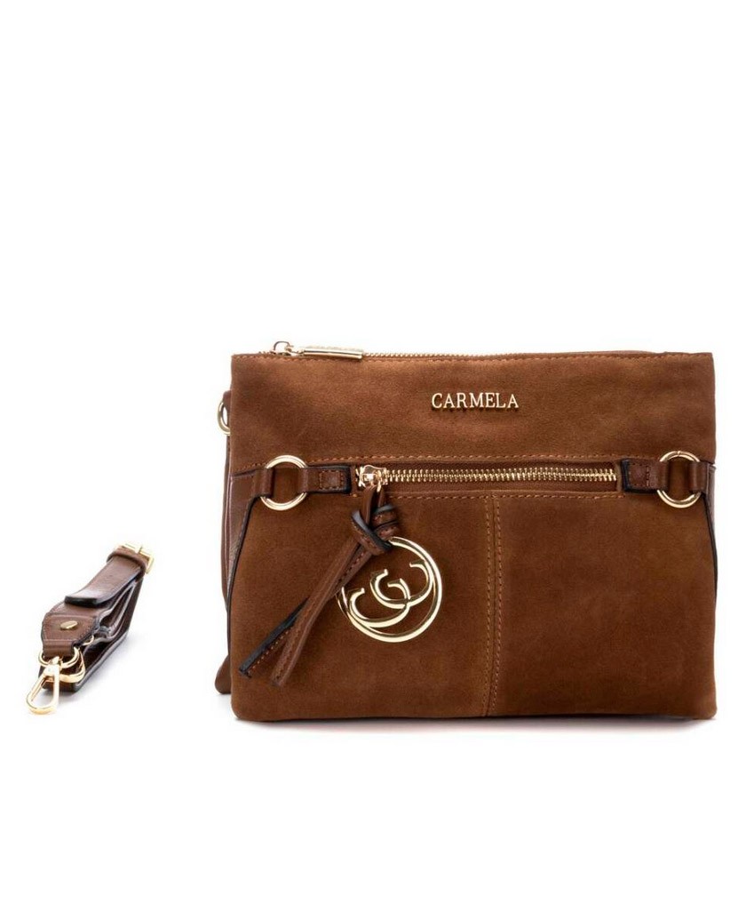 Carmela 186174 brown split leather handbag