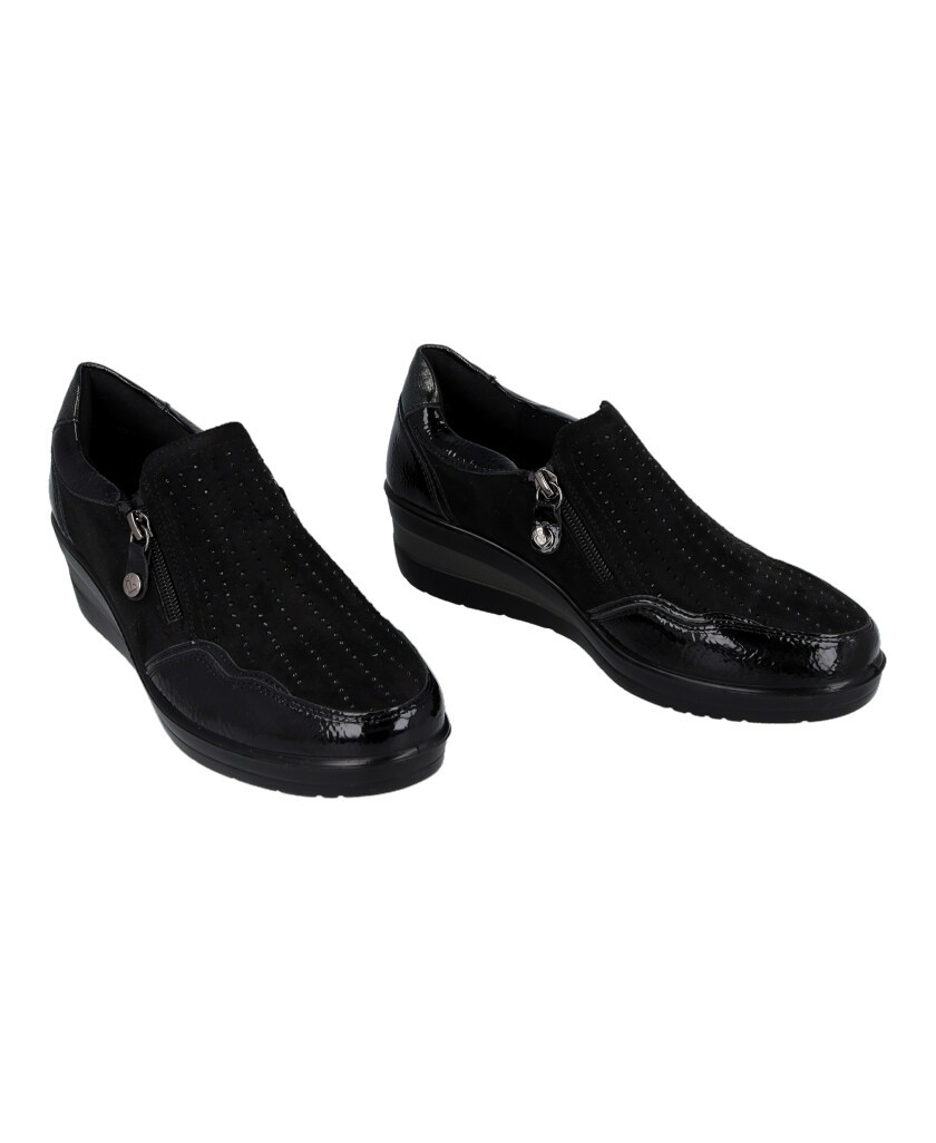 Black Casual Amarpies 29385 Loafers with a Wedge