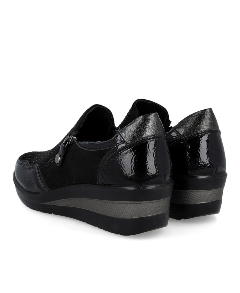 Black Casual Amarpies 29385 Loafers with a Wedge