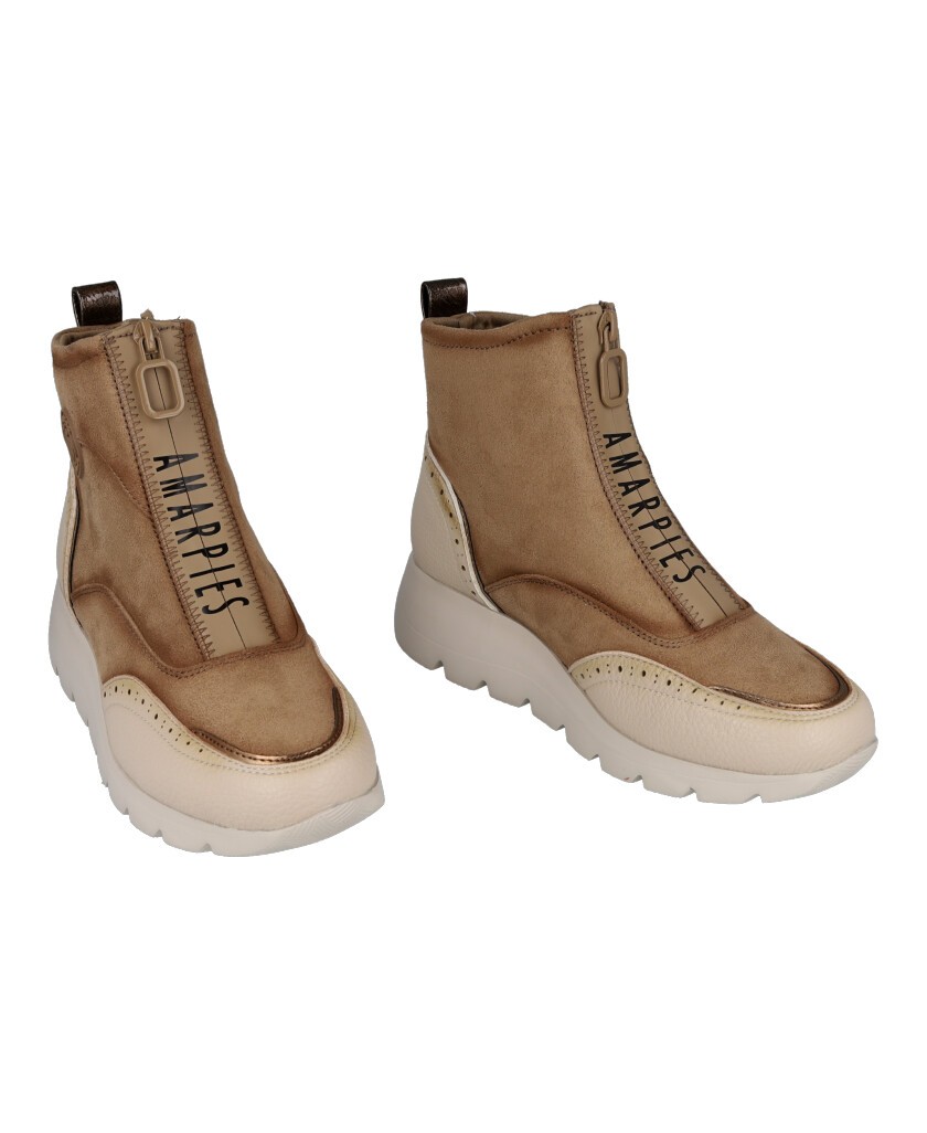 Beige Casual Amarpies 29419 Ankle Boots with a Wedge