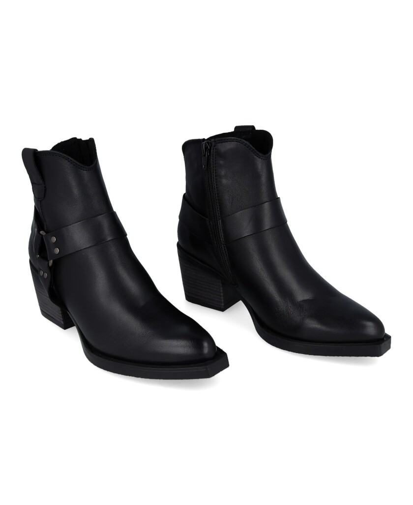Porronet Fabiana 4753 Black Cowboy Ankle Boots