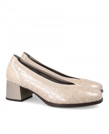 Tacones bajos color beige de mujer Pitillos 10820