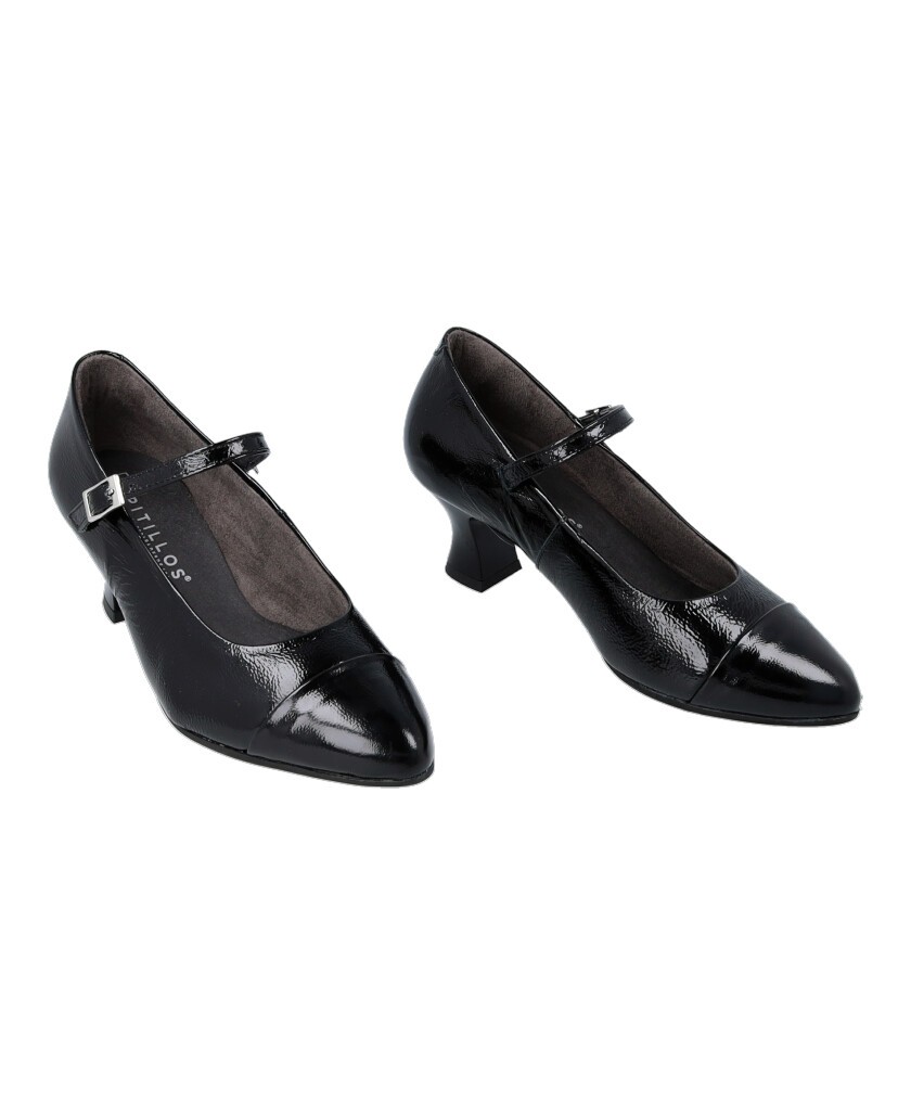 Pitillos 10851 Black Patent Leather Heeled Court Shoes