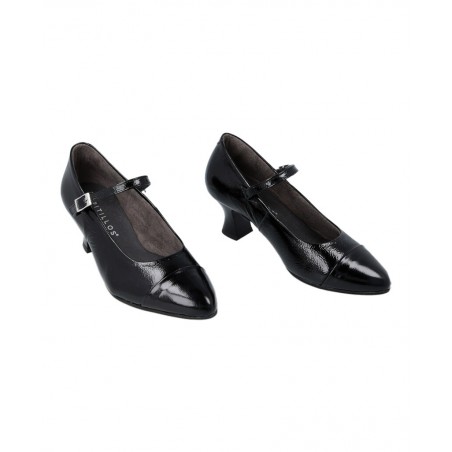 Pitillos 10851 Black Patent Leather Heeled Court Shoes