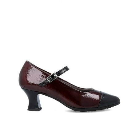 Merceditas con tacón color burdeos Pitillos 10851
