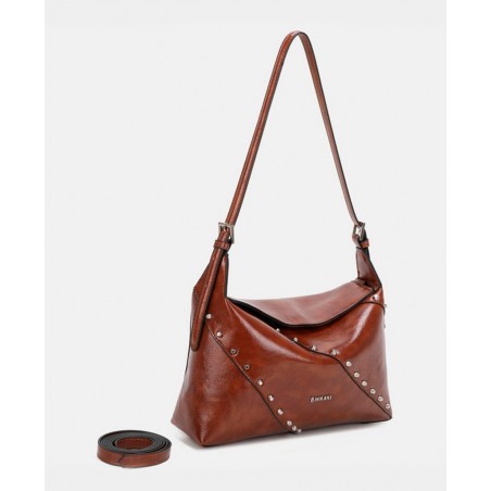 Bolso marrón con tachas Binnari Freeda 20773