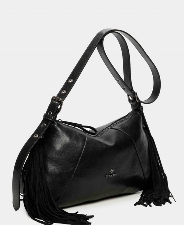 Bolso negro de flecos Binnari kate 20822