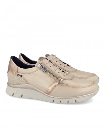 h2Zapatillas casual con cremallera Fluchos F2070 h2 pLas Zapatillas casual Fluchos F2070 para mujer en color beige con detalles