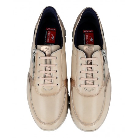 h2Zapatillas casual con cremallera Fluchos F2070 h2 pLas Zapatillas casual Fluchos F2070 para mujer en color beige con detalles