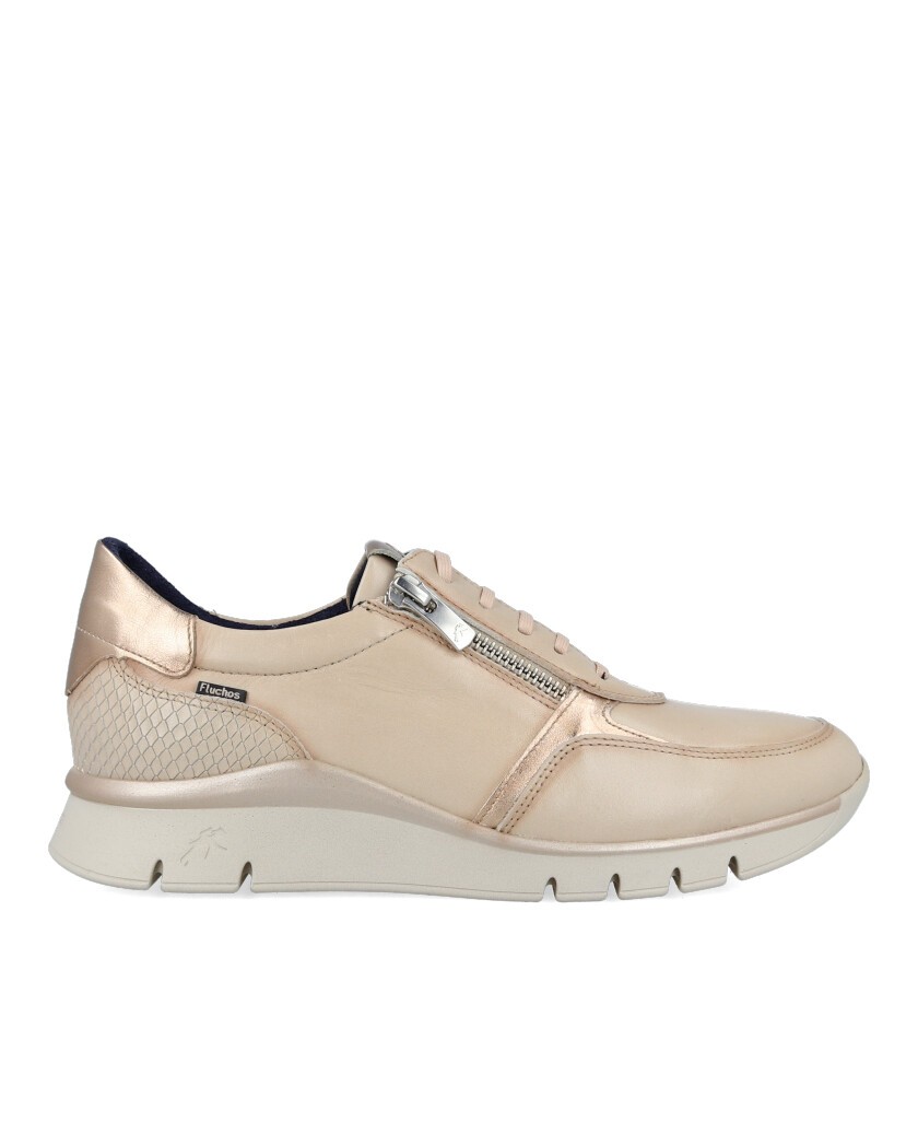 h2Zapatillas casual con cremallera Fluchos F2070 h2 pLas Zapatillas casual Fluchos F2070 para mujer en color beige con detalles