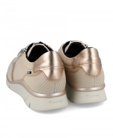 h2Zapatillas casual con cremallera Fluchos F2070 h2 pLas Zapatillas casual Fluchos F2070 para mujer en color beige con detalles