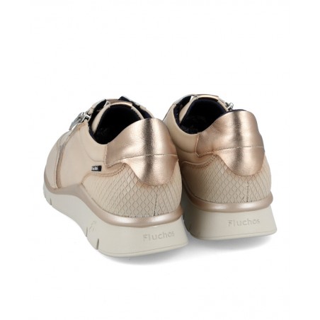 h2Zapatillas casual con cremallera Fluchos F2070 h2 pLas Zapatillas casual Fluchos F2070 para mujer en color beige con detalles