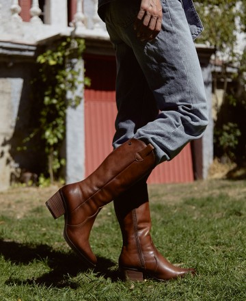 Brown cowboy boots with heel Porronet 4755