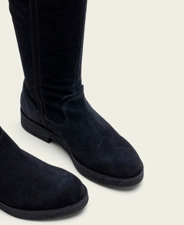 Porronet Ágata Charcoal Leather Knee-High Boots