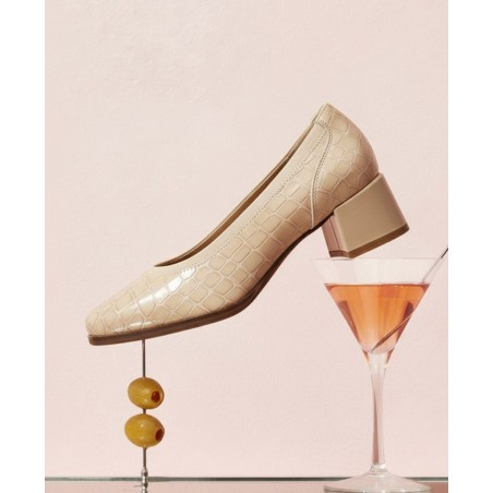 Tacones bajos color beige de mujer Pitillos 10820