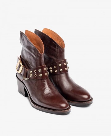 Botines de mujer marrón de piel Yokono BRAVA-001 Botines de mujer marrón de piel Yokono BRAVA-001