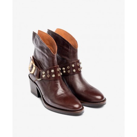 Yokono BRAVA-001 brown leather women's ankle boots