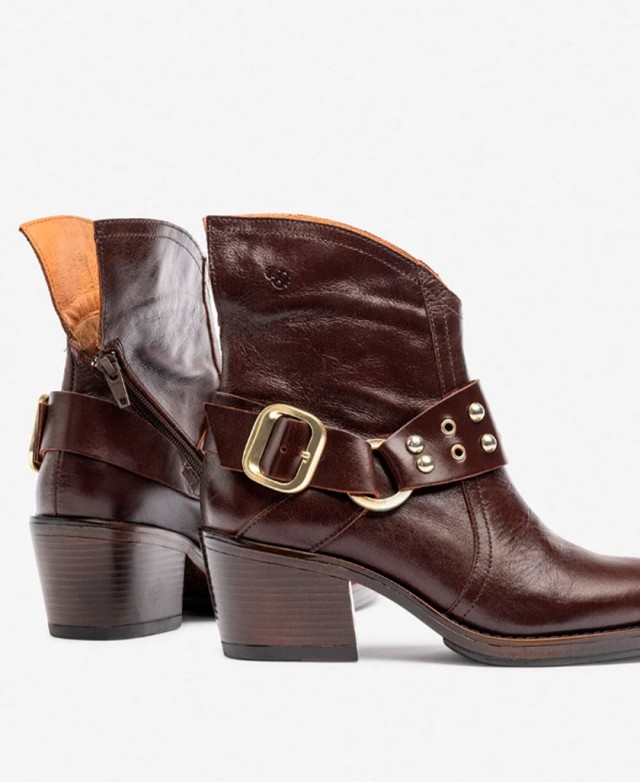 Botines de mujer marrón de piel Yokono BRAVA-001 Botines de mujer marrón de piel Yokono BRAVA-001
