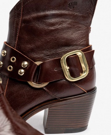 Botines de mujer marrón de piel Yokono BRAVA-001 Botines de mujer marrón de piel Yokono BRAVA-001