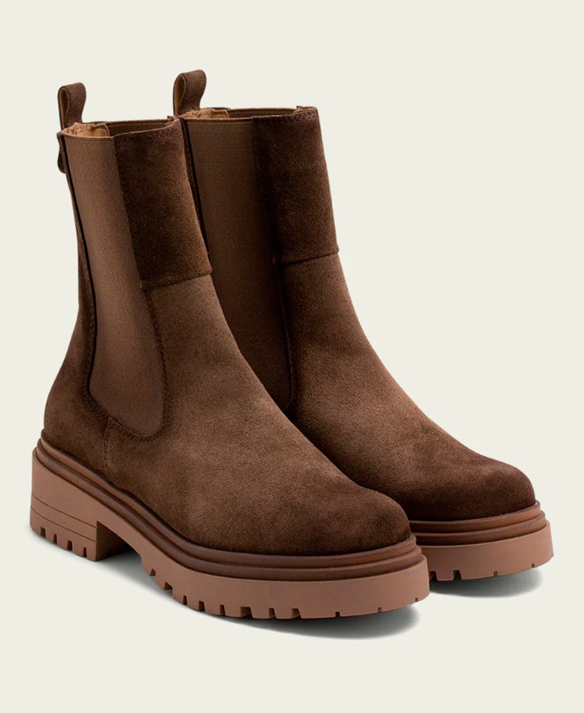 Botines chelsea de serraje Porronet Celeste 4724