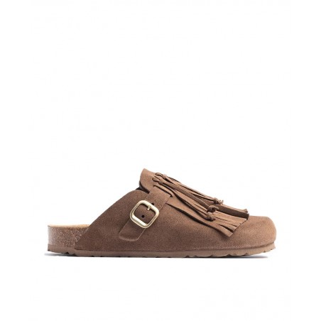 Brown shoe with fringes Yokono clog 260