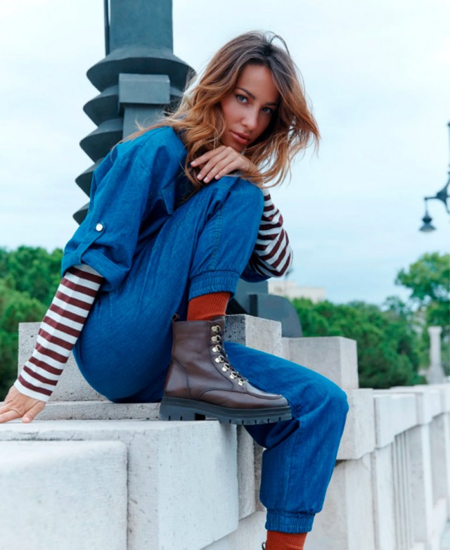 Botines planos marrones de mujer Yokono Lan-312