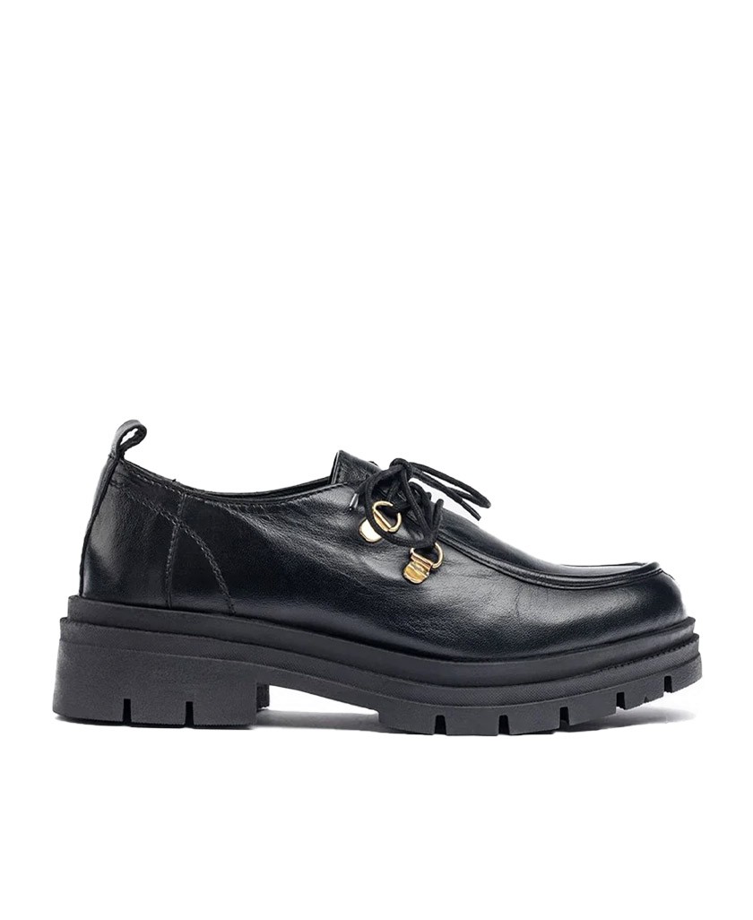 Yokono Lan-223 black leather flat shoe