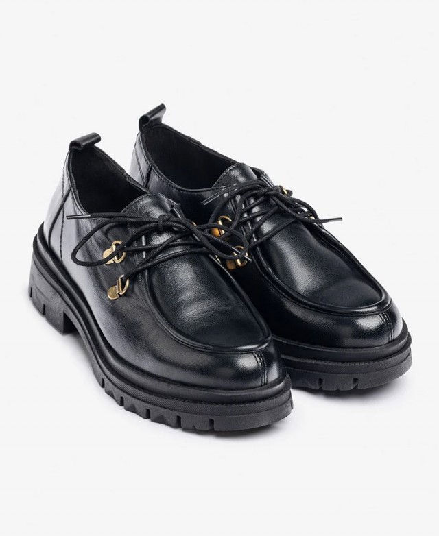 Yokono Lan-223 black leather flat shoe