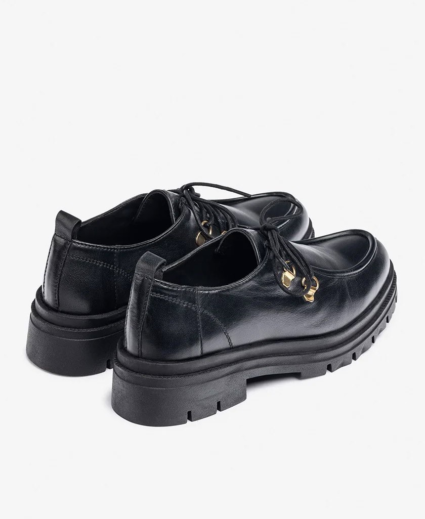 Yokono Lan-223 black leather flat shoe