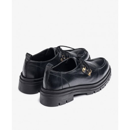 Yokono Lan-223 black leather flat shoe