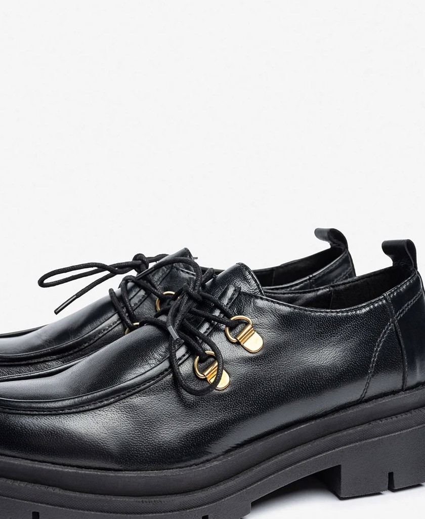 Yokono Lan-223 black leather flat shoe