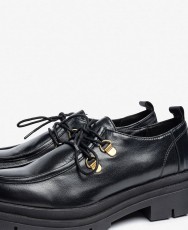 Zapato plano de piel negro Yokono Lan-223