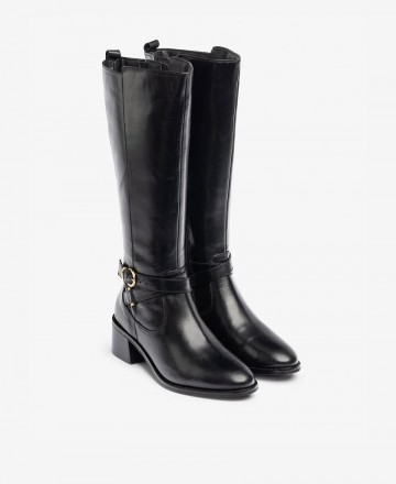 Botas de piel con tacón bajo Yokono Lop-406