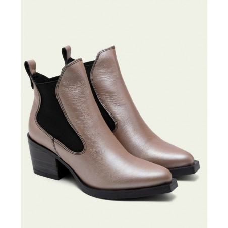 Botines para mujer en color metalizado Caracteristicas con cremallera tacon 4 cm zapato de estilo casual suela de goma termopla