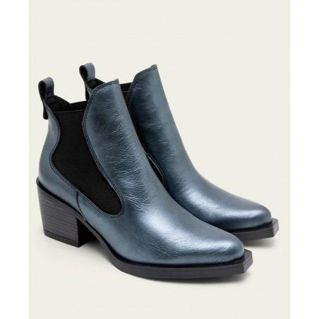 Botines para mujer en color azul marino Caracteristicas con cremallera tacon 4 cm zapato de estilo casual suela de goma termopl