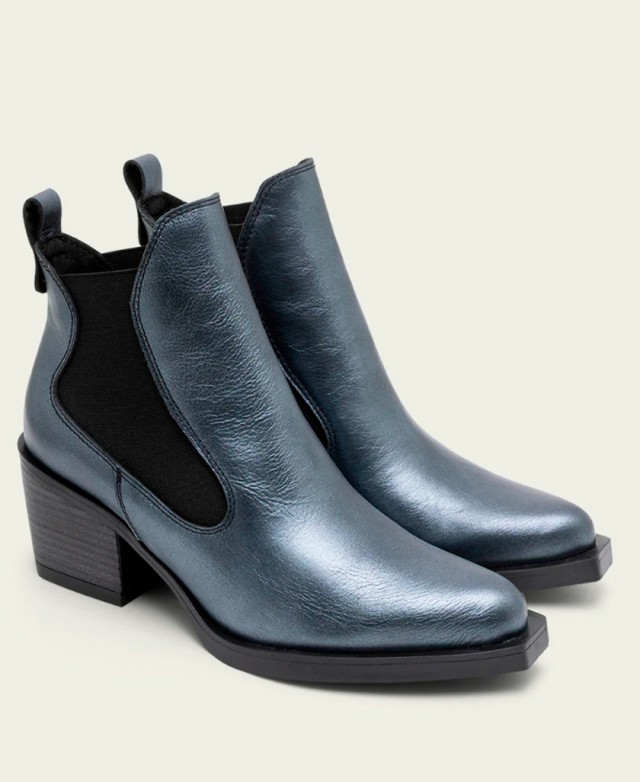 Botines para mujer en color azul marino Caracteristicas con cremallera tacon 4 cm zapato de estilo casual suela de goma termopl