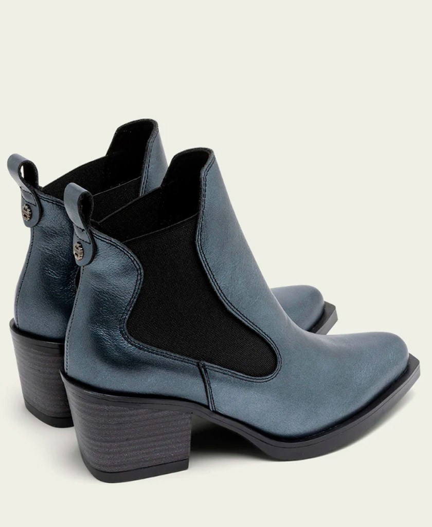 Botines para mujer en color azul marino Caracteristicas con cremallera tacon 4 cm zapato de estilo casual suela de goma termopl